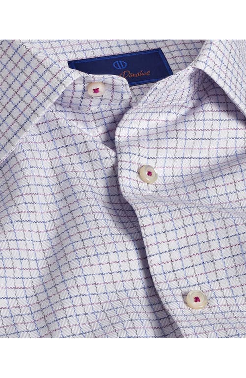 Shop David Donahue Trim Fit Check Cotton Dobby Twill Dress Shirt In White/purple