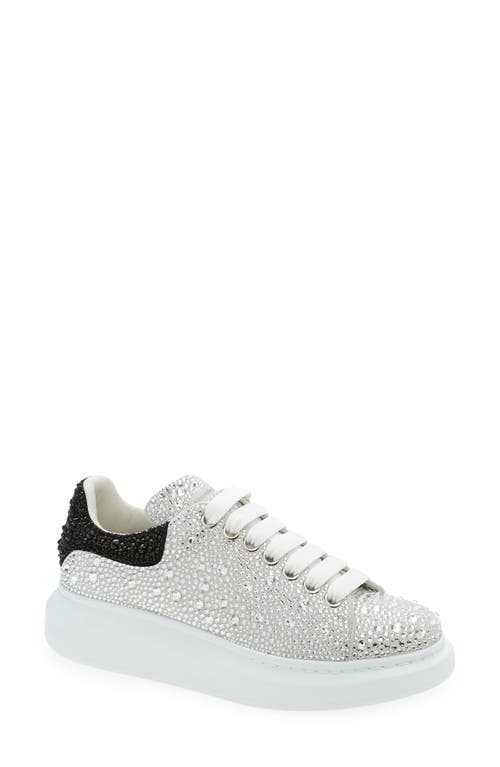 Alexander McQueen Oversized Crystal Embellished Sneaker in White at Nordstrom, Size 6Us