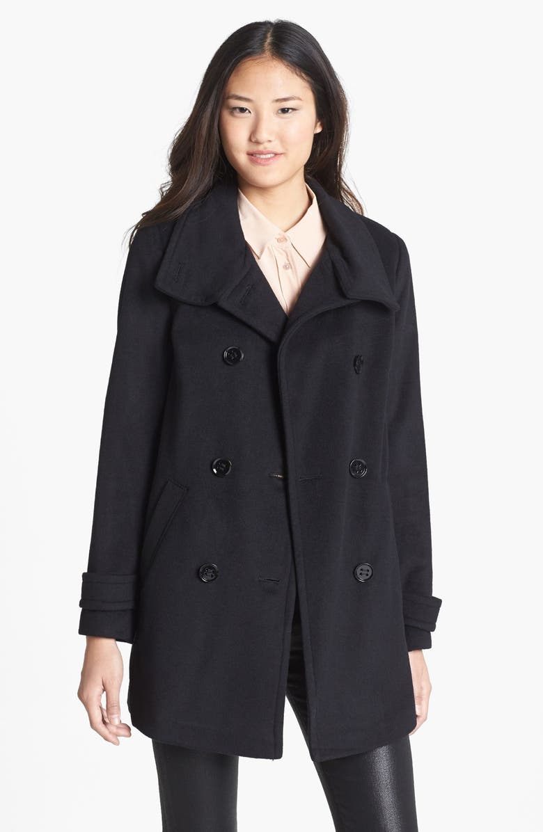 Ellen Tracy Double Breasted Wool Blend Peacoat | Nordstrom