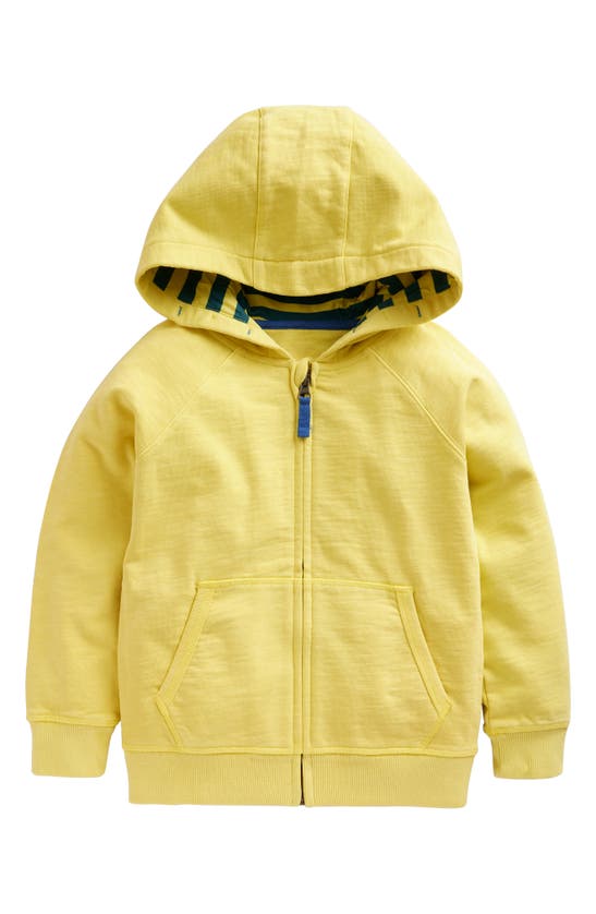 Shop Mini Boden Kids' Cotton Zip-up Hoodie In Zest Yellow