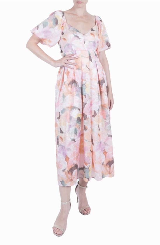 Shop Julia Jordan Floral Puff Sleeve Dress In Peach Multi