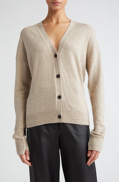 Featherweight Organic Cotton & Recycled Cashmere Blend Cardigan in Stone