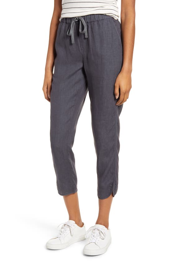 Caslon Tulip Hem Linen Pants In Grey Ebony