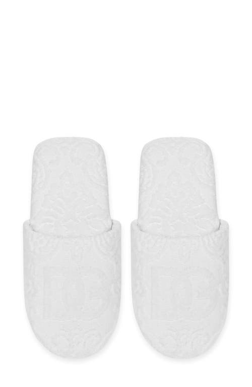 Dolce & Gabbana Dolce&gabbana Dg Logo Jacquard Cotton Terry Cloth Scuff Slipper In White