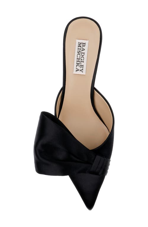 Shop Badgley Mischka Collection Alaya Pointed Toe Mule In Black Satin