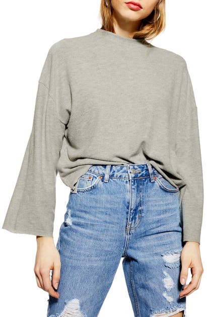 Topshop Super Soft Ribbed Sweater In Grey