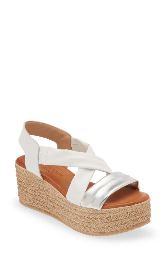 Cordani Brently Espadrille Platform Wedge Sandal In White-silver