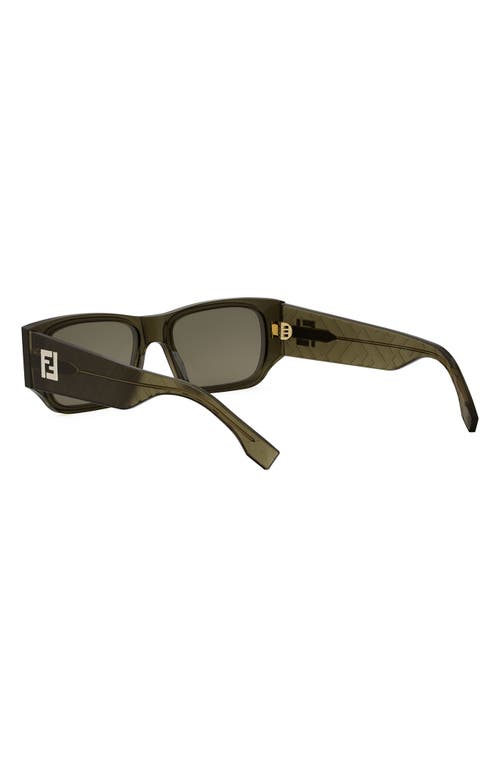 Shop Fendi Ff Squared 54mm Rectangular Sunglasses In Shiny Dark Green/green