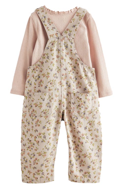 Shop Next Kids' Long Sleeve Cotton T-shirt & Floral Overalls Set In Pink