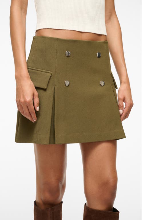 Shop Staud Division Stretch Twill Miniskirt In Sergeant Green