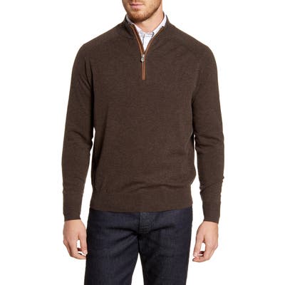 Peter Millar Sonoma Quarter Zip Merino Wool Blend Pullover, Metallic