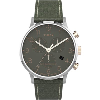 Timex Waterbury Classic Chronograph Leather Strap Watch, 40Mm