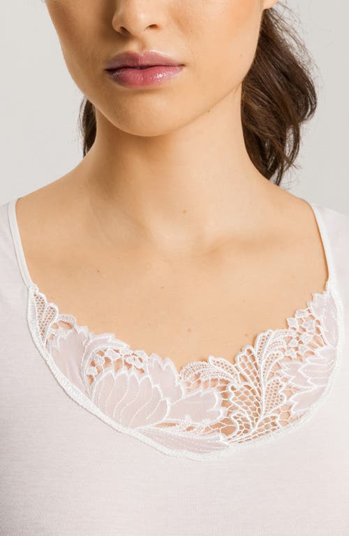 Shop Hanro Anne Embroidered Trim Cotton Camisole In Off White