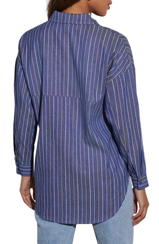Shop Vici Collection Wilson Stripe Button-up Shirt In Denim