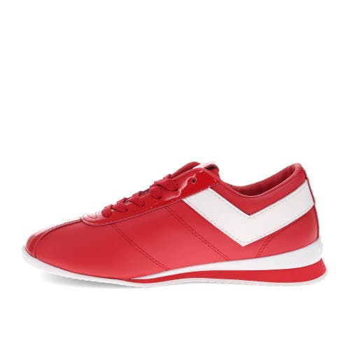 Pony Womens Ko-low Patent Genuine Leather Premium Lace Up Athletic Sneaker Shoe In Red/white