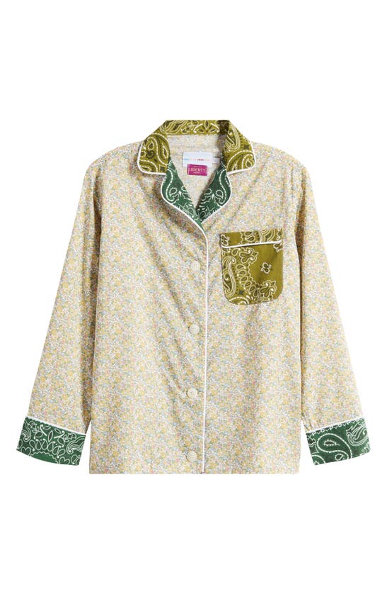 Shop Call It By Your Name X Liberty London Mixed Print Pajama Shirt In Bronze / Vert Week End