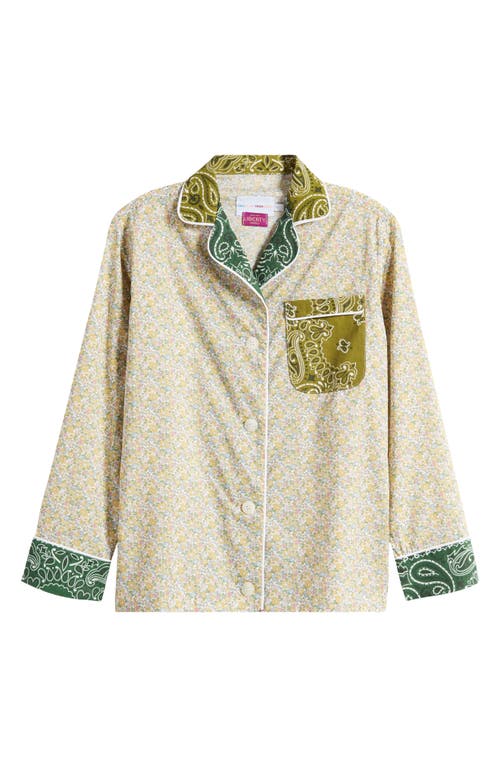 Call It By Your Name X Liberty London Mixed Print Pajama Shirt In Bronze/vert Week End