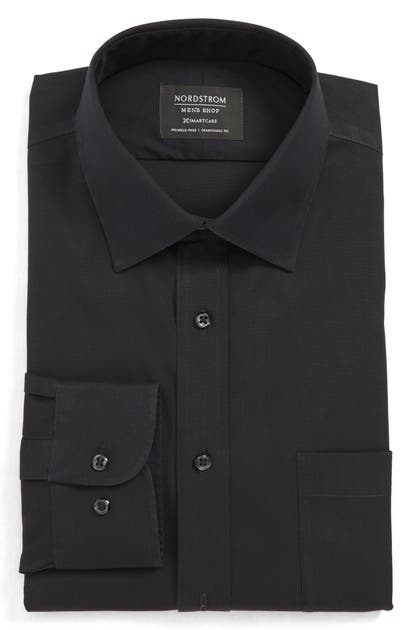 Nordstrom Men's Shop Smartcare(tm) Traditional Fit Dress Shirt In Black