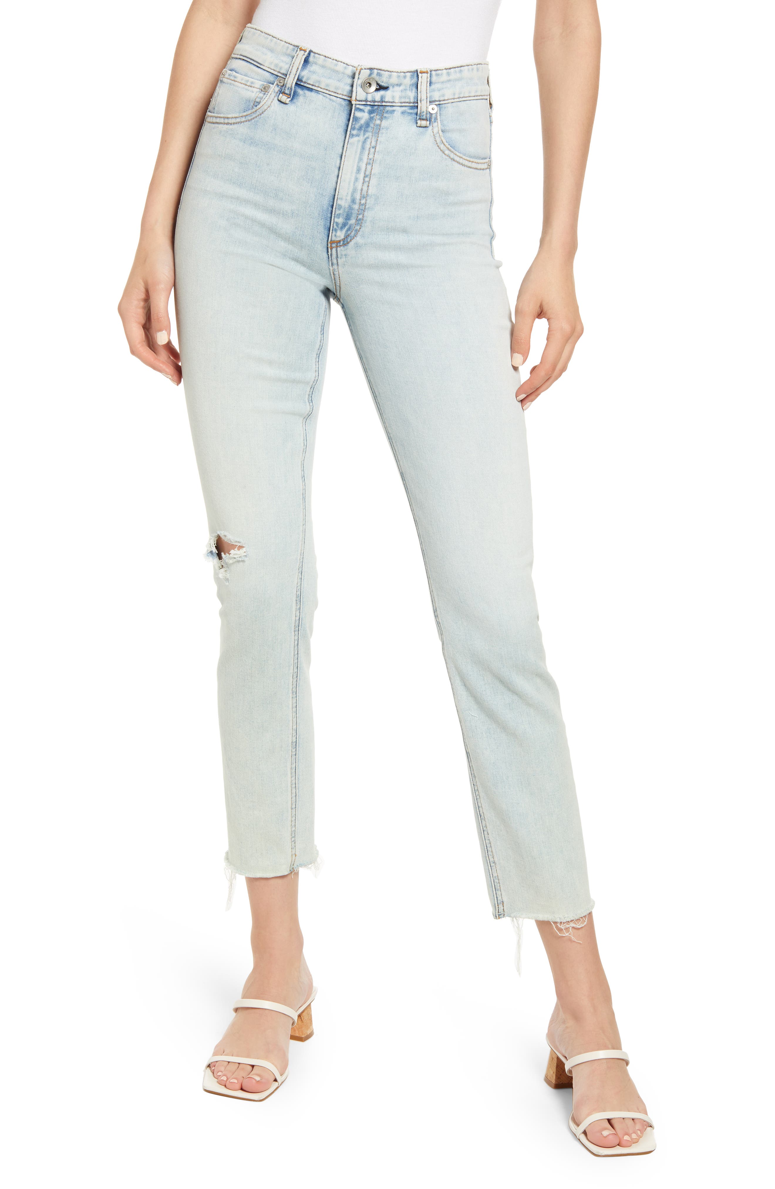 Womens Clothing Jeans Capri and cropped jeans Rag & Bone Denim Low-rise Cropped Jeans in White 