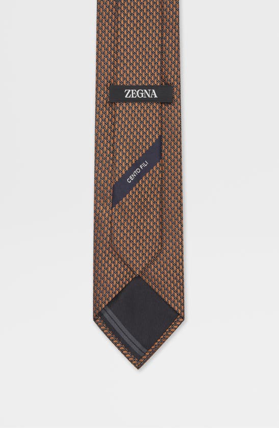 Shop Zegna Ties Cento Fili Dot Jacquard Silk Tie In Vicuna