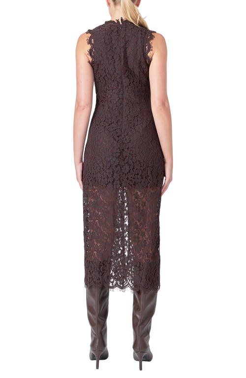 Endless Rose Front Slit Lace Dress In Espresso