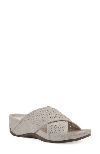 Shop Cliffs By White Mountain Candelle Wedge Sandal In Sand/nubuck