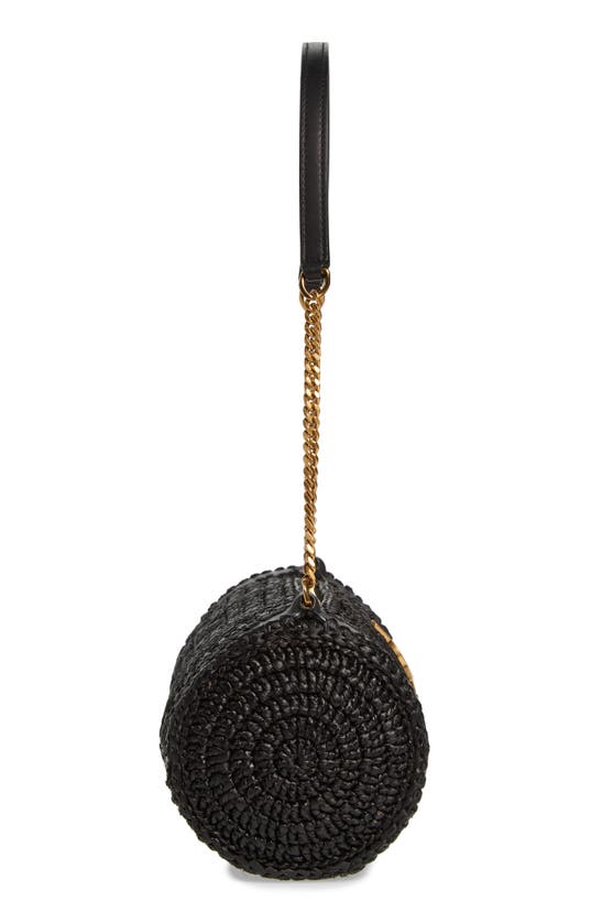 Shop Saint Laurent Small Sade Raffia Tube Bag In Noir