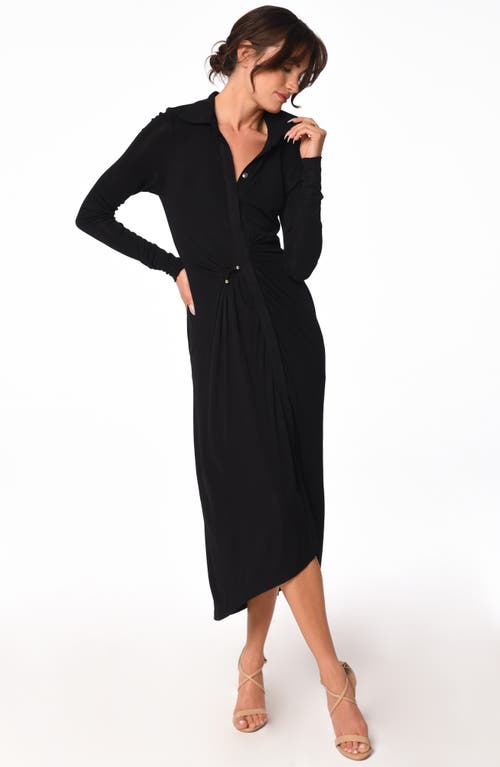 Shop Ciebon Jennifer Long Sleeve High-low Shirtdress In Black