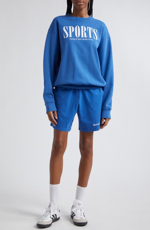 Sports Cotton Graphic Sweatshirt in Imperial Blue