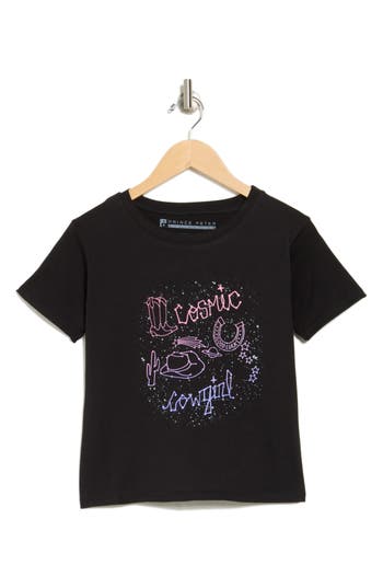Prince Peter Kids' Cosmic Cowgirl Graphic T-shirt In Black