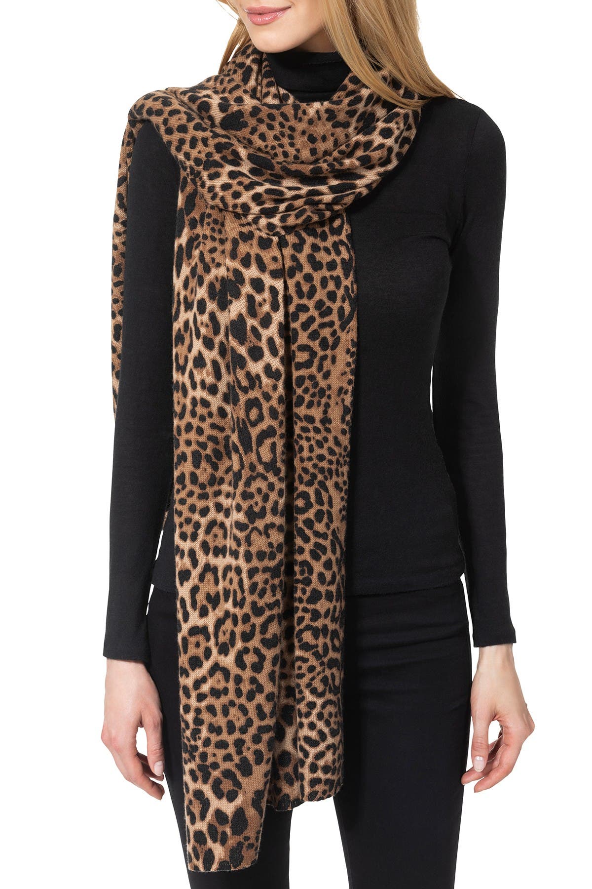 AMICALE | Cashmere Cheetah Patterned Scarf | Nordstrom Rack