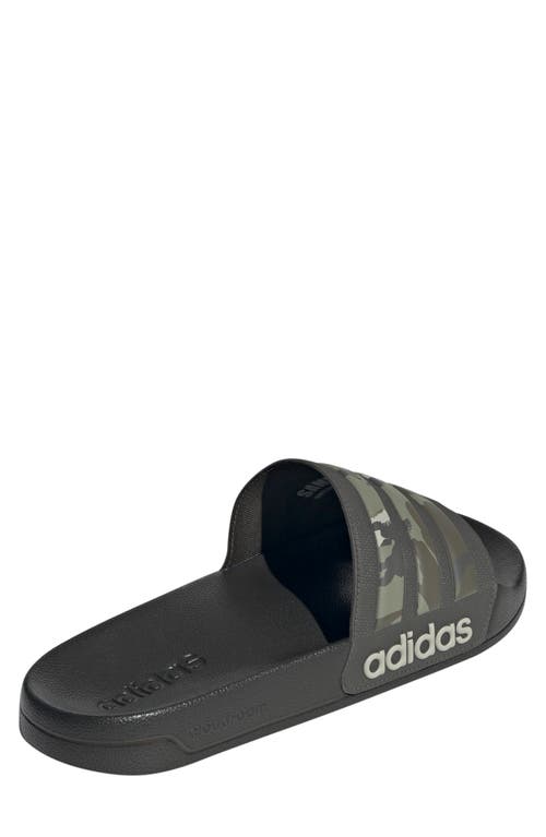 Shop Adidas Originals Adidas Adilette Shower Slide In Olive/beige/olive Strata