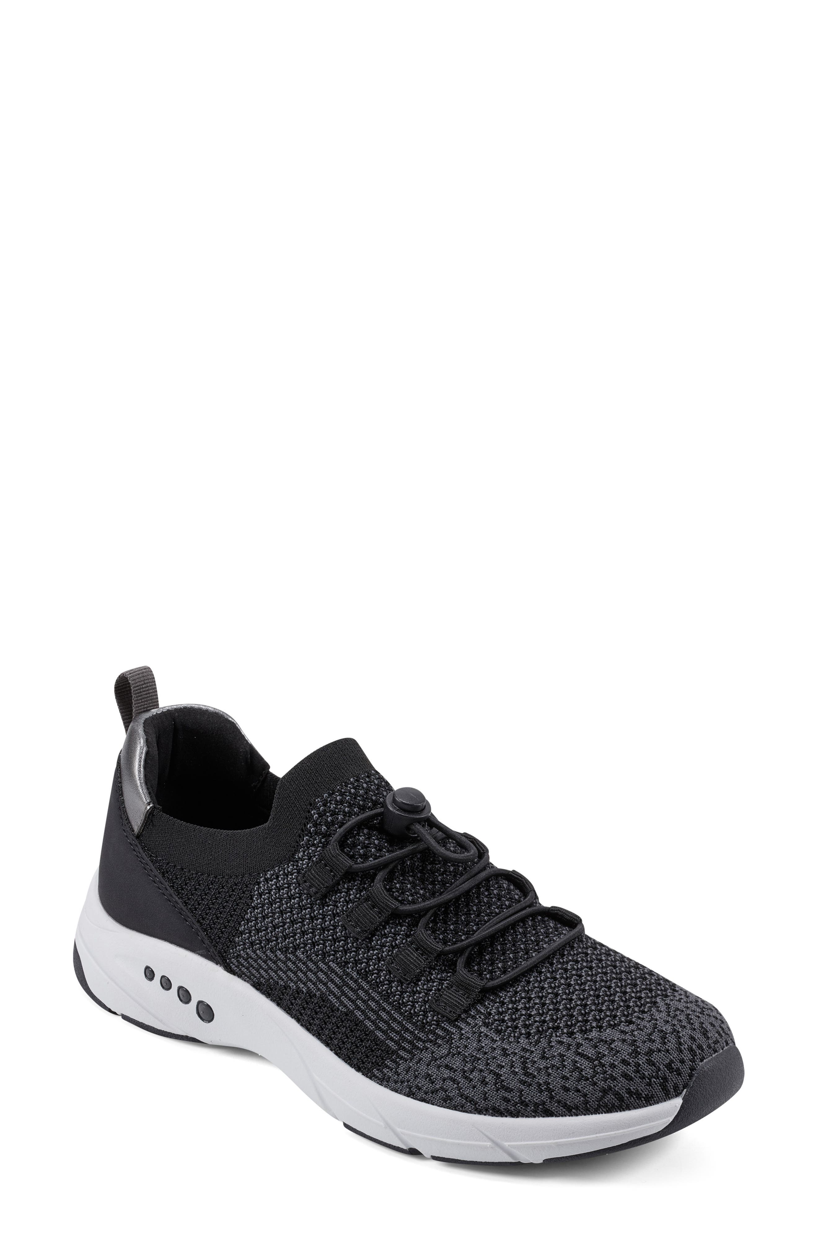 Easy Spirit Astrid Pull-On Knit Sneaker in Black 