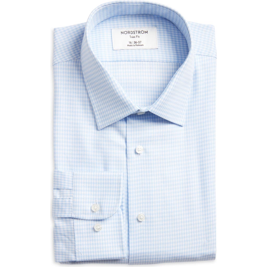 Nordstrom Trim Fit Microcheck Cotton Dress Shirt In Blue Hydrangea Textooth