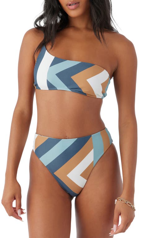 Shop O'neill Soli Geo Maxi High Waist Bikini Bottoms In Blue Multi Colored