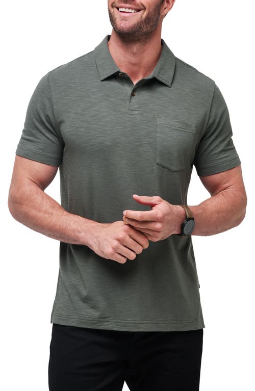 Travismathew Cloud Slub Pocket Polo In Dark Olive