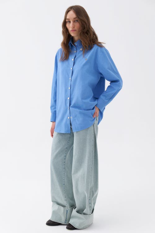 Shop Nocturne Oversized Button-up Shirt In Blue