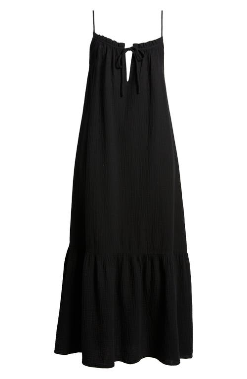 Shop Rails Marseille Organic Cotton Gauze Midi Dress In Black Gauze