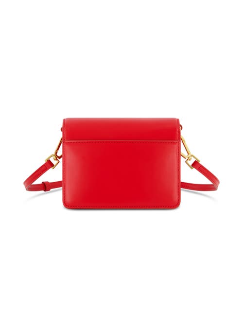 Mac Duggal Mini Leather Gold Strap Crossbody Bag In Cherry