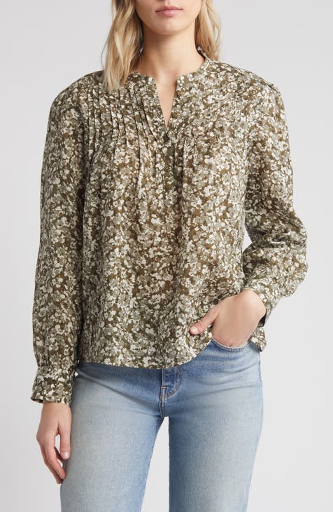 Floral Print Pleated Top