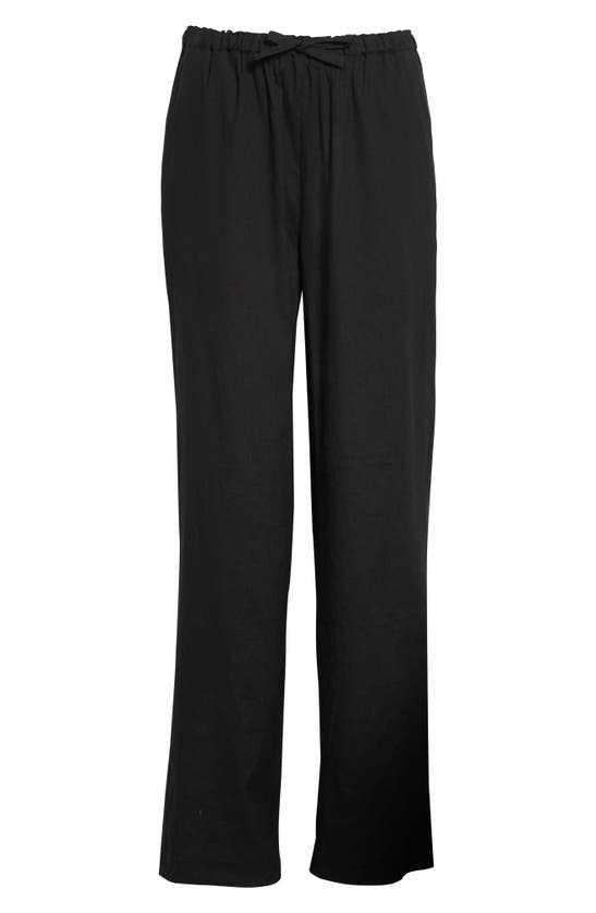 Shop Rebecca Taylor Linen Blend Drawstring Pants In Black