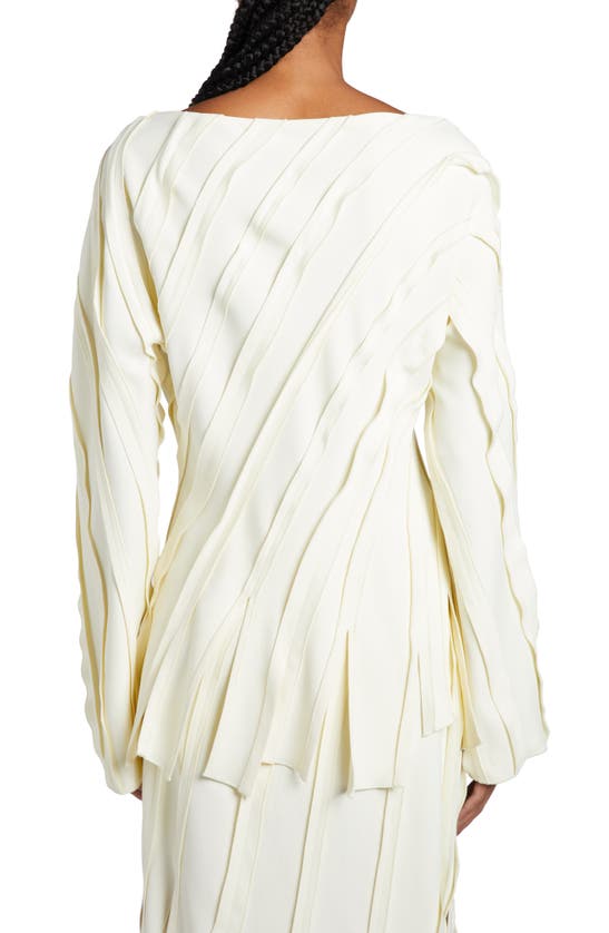 Shop Bottega Veneta Bias Stripe Boatneck Top In Pastry