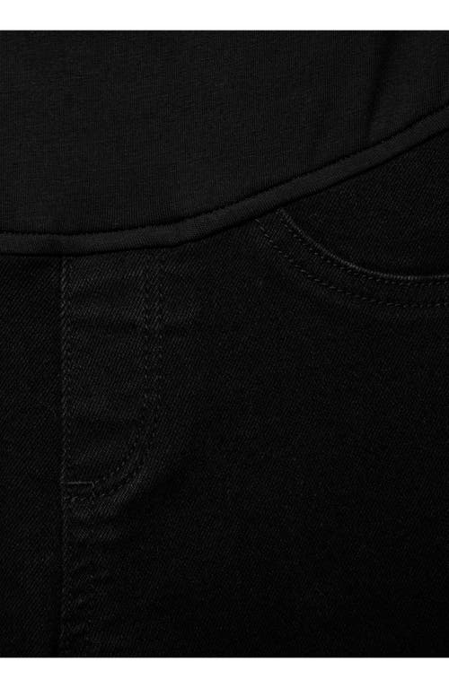Shop Mango Over The Bump Crop Flare Maternity Jeans In Black Denim