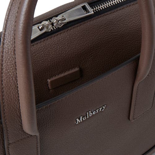 Mulberry Farringdon Leather Briefcase In Taupe Brown