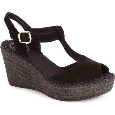 Toni Pons Lidia T-Strap Espadrille Wedge, Black