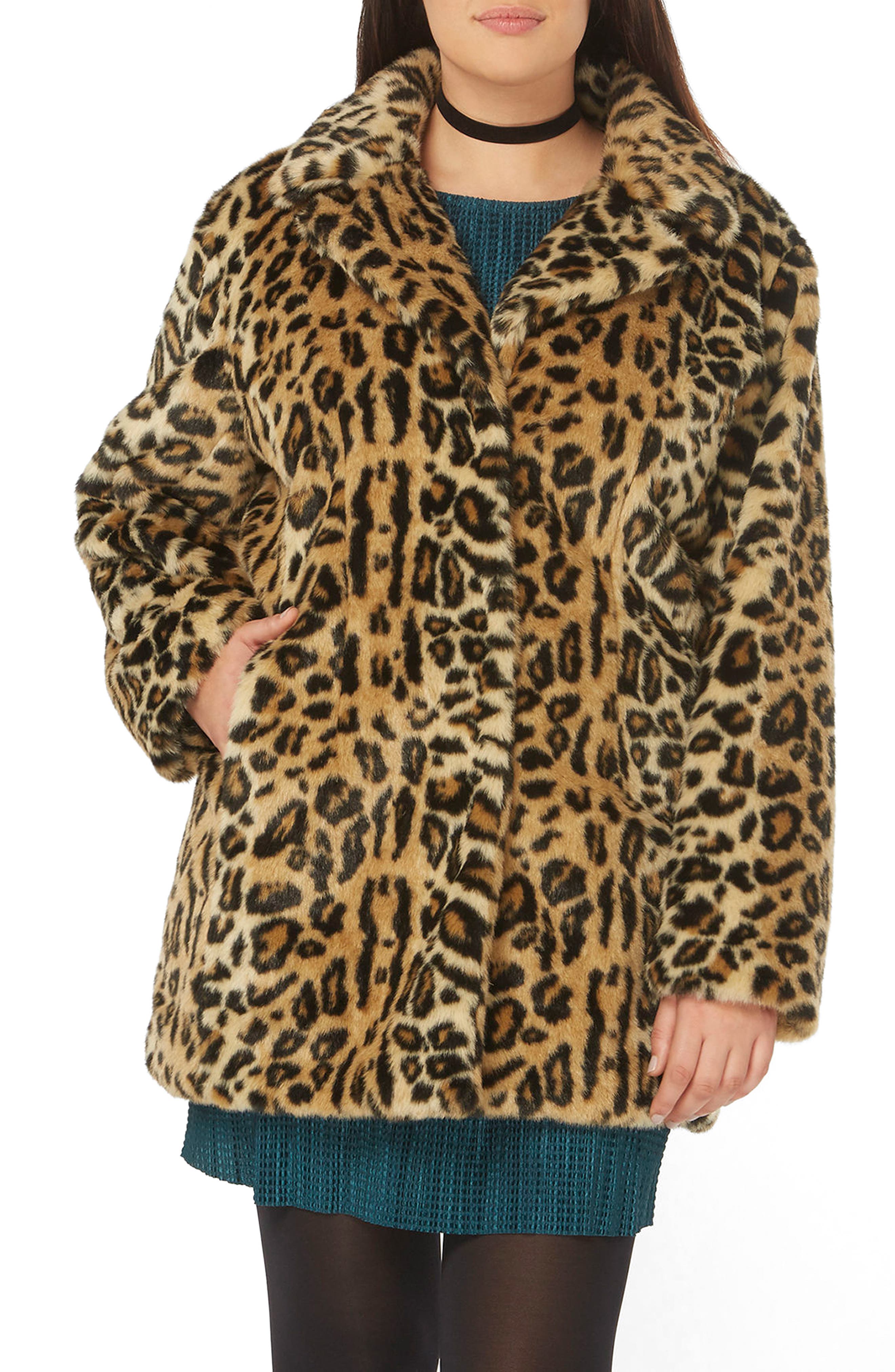 Evans Leopard Print Faux Fur Coat (Plus Size) Nordstrom