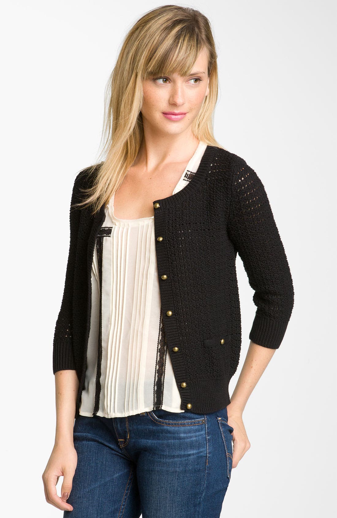 Frenchi® Open Knit Cardigan (Juniors) Nordstrom