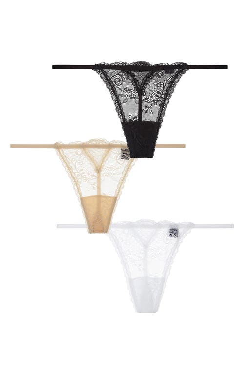 Shop Journelle Sapna Assorted 3-pack G-string Thongs In Noir/lune/naturelle