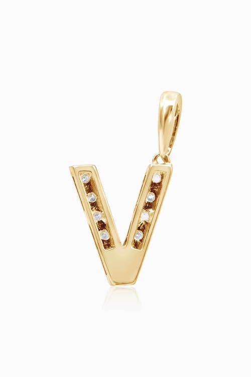 Oradina 14k Gold Luxe Letter Diamond Initial Pendant Charm In Yellow Gold - V