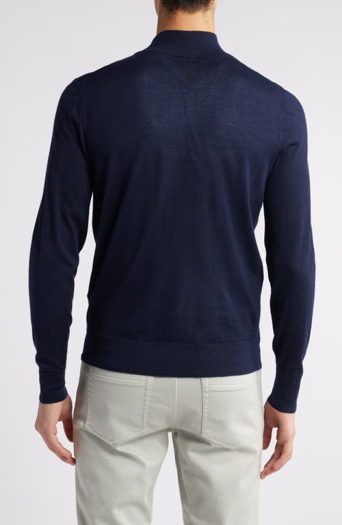 Shop Canali Quarter Zip Cashmere & Wool Blend Sweater In Navy